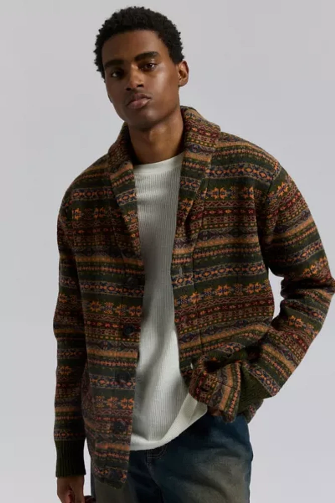 Schott Fair Isle Wool Blend Cardigan