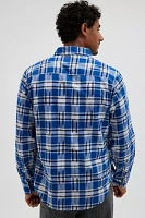 Schott Ikat Design Plaid Long Sleeve Button-Down Shirt