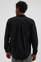 Schott Stripe Pattern Long Sleeve Button-Down Shirt