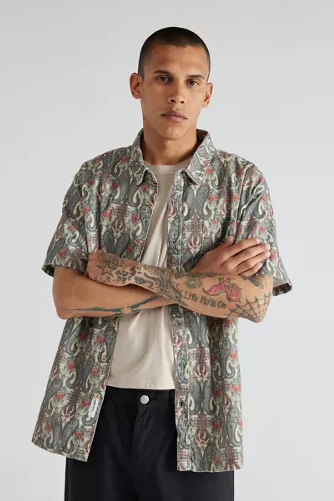 The Critical Slide Society Brother Patterned Short Sleeve Button-Down Shirt