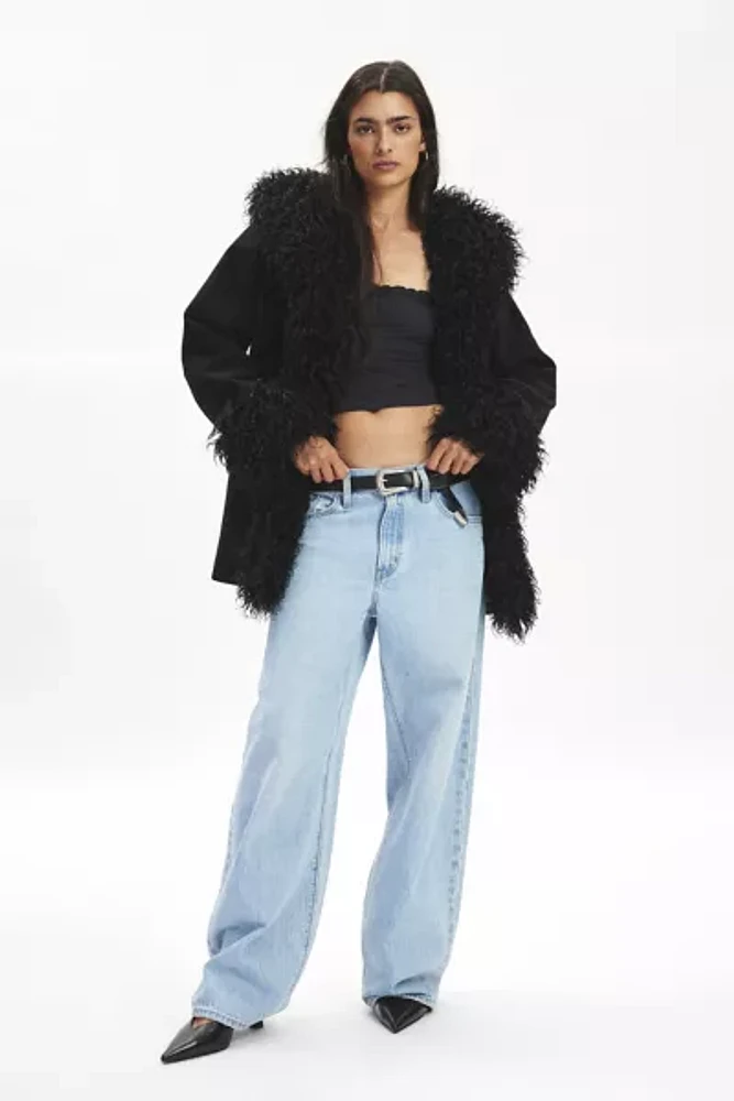 Silence + Noise Vivienne Faux Fur Trim Coat