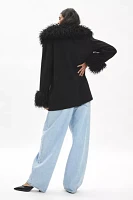 Silence + Noise Vivienne Faux Fur Trim Coat