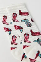 Jacquard Cowboy Boot Crew Sock