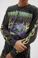 Grave Digger Monster Truck Cropped Long Sleeve Graphic Tee