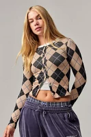 iets frans... Long Sleeve Argyle Cardigan