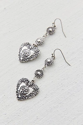 Skye Etched Heart Drop Earring