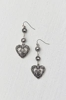 Skye Etched Heart Drop Earring