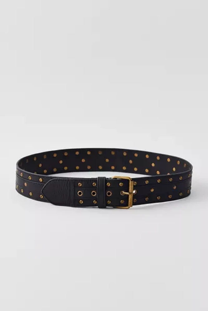 Studded Washed Leather Belt