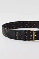 Studded Washed Leather Belt