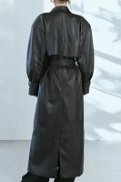 AFRM Saint Barrel Sleeve Faux Leather Trench Coat