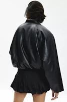 AFRM Billie Faux Leather Padded Bomber Jacket