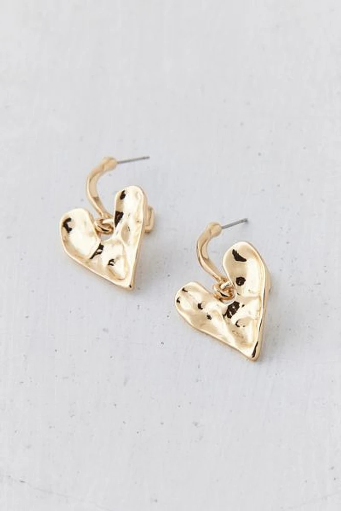 Hammered Heart Hoop Earring