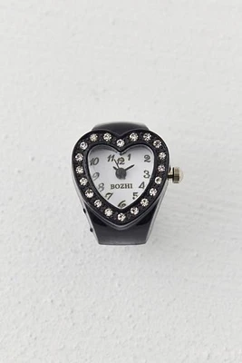 Rhinestone Heart Watch Ring