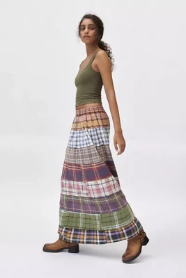 Urban Renewal Remade Tiered Flannel Skirt