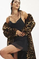 Silence + Noise Laura Leopard Print Faux Fur Overcoat