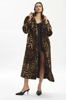 Silence + Noise Laura Leopard Print Faux Fur Overcoat