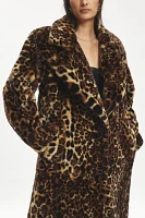 Silence + Noise Laura Leopard Print Faux Fur Overcoat