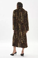 Silence + Noise Laura Leopard Print Faux Fur Overcoat