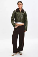 BDG Janine Faux Leather Cropped Aviator Jacket