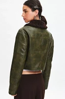 BDG Janine Faux Leather Cropped Aviator Jacket