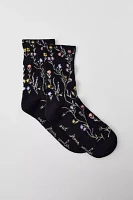 Floral Print Crew Sock