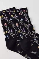 Floral Print Crew Sock