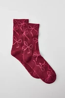 Bow Print Crew Sock