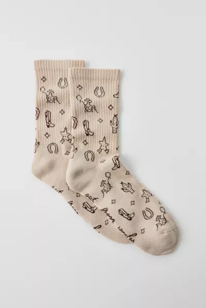 Cowboy Print Crew Sock