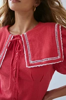 Neon Rose Wren Oversized Collar Cinched Blouse