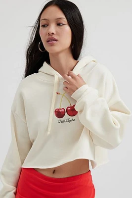 Project Social T Cherries Graphic Cropped Hoodie Sweatshirt