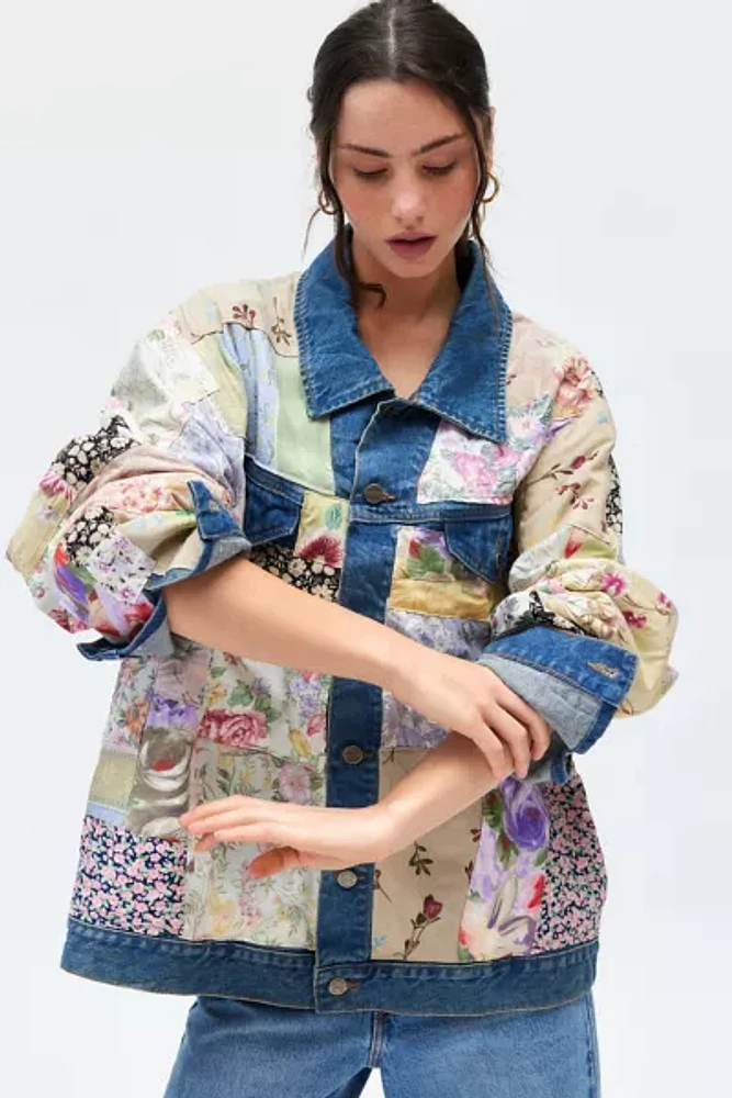 Urban Renewal Remade Patchwork Floral Denim Jacket