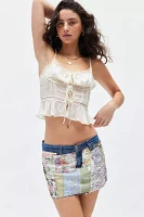 Urban Renewal Remade Patchwork Floral Denim Mini Skirt