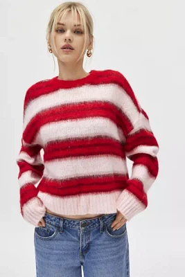 UO Stripe Brushed Knit Crew Neck Sweater