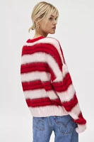 UO Stripe Brushed Knit Crew Neck Sweater