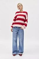 UO Stripe Brushed Knit Crew Neck Sweater