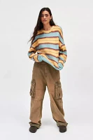 UO Stripe Brushed Knit Crew Neck Sweater