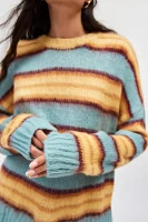 UO Stripe Brushed Knit Crew Neck Sweater