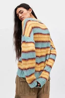 UO Stripe Brushed Knit Crew Neck Sweater