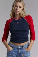 Tommy Jeans Slim Badge Colorblock Long Sleeve Tee