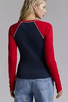 Tommy Jeans Slim Badge Colorblock Long Sleeve Tee