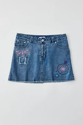 Vintage Embroidered Denim Mini Skirt