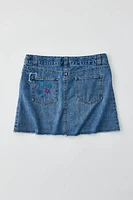 Vintage Embroidered Denim Mini Skirt