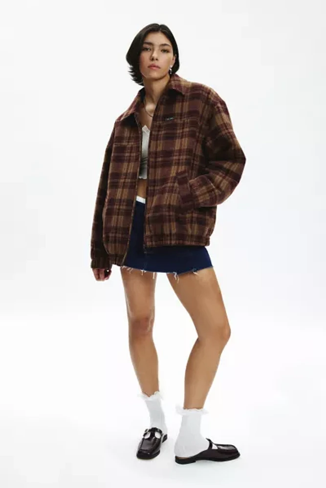 BDG Harrington Check Plaid Fleece Shirt Jacket