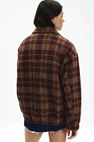 BDG Harrington Check Plaid Fleece Shirt Jacket