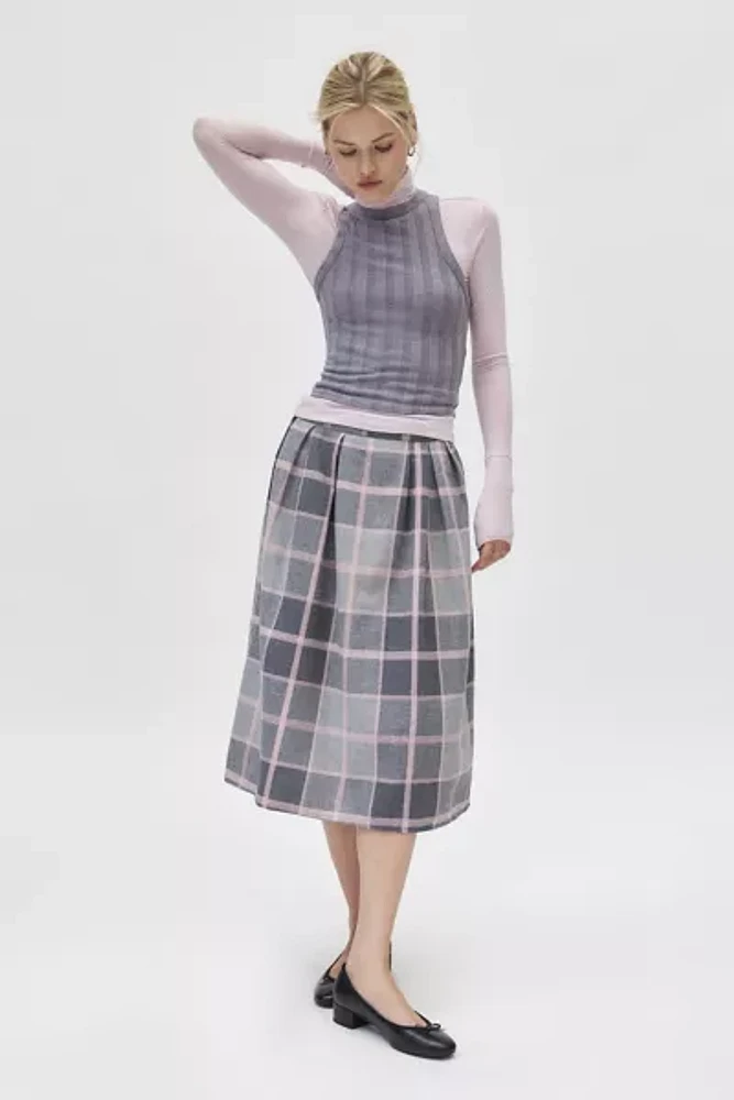 Urban Renewal Vintage Plaid Pleated Midi Skirt