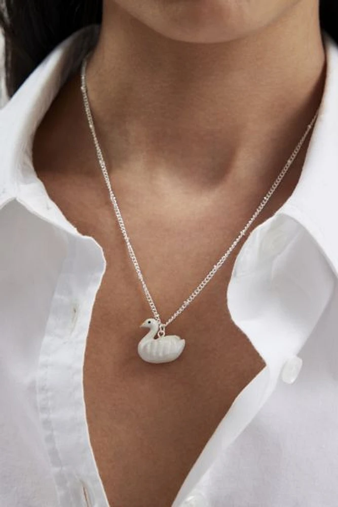 Swan Ceramic Charm Necklace