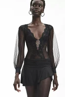 Thistle And Spire Constellation Dotted Mesh Long Sleeve Bodysuit