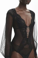 Thistle And Spire Constellation Dotted Mesh Long Sleeve Bodysuit