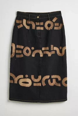 Inperfect Denim X Urban Renewal Bleach Dye Pattern Denim Midi Skirt