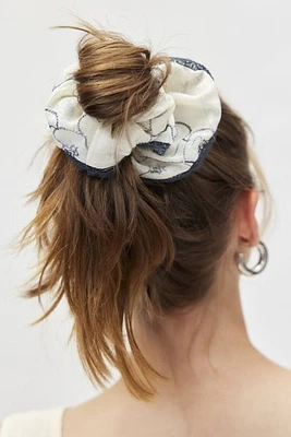 Embroidered Floral Scrunchie